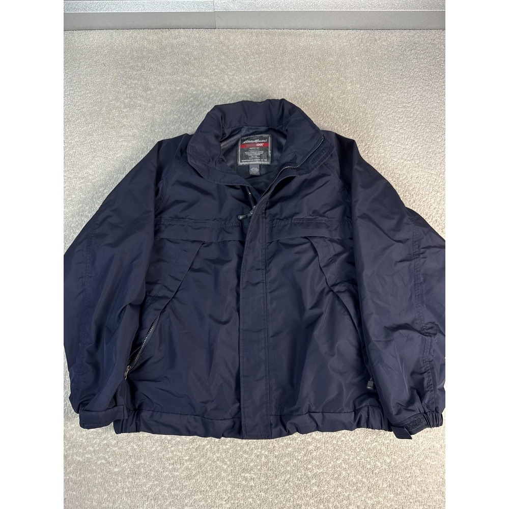 Eddie Bauer Jacket Mens Large Blue WeatherEdge Hooded‎ Windbreaker Waterproof